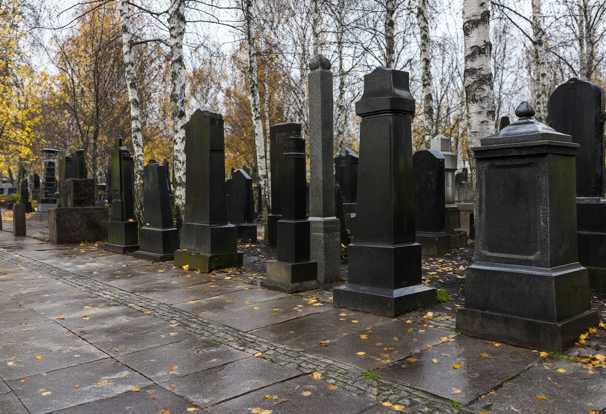 Гранитный памятник на кладбище в Санкт-Петербурге